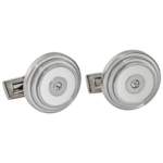 PICASSO AND CO Round Stainless Steel/White Laquer Cufflinks PCRNSW