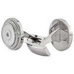 PICASSO AND CO Round Stainless Steel/White Laquer Cufflinks PCRNSW - Image 2