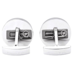 PICASSO AND CO Round Stainless Steel Cufflinks- Rhodium/Black PCRTCS - Image 2