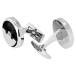 PICASSO AND CO Round Stainless Steel Cufflinks- Rhodium/Black PCRTCS - Image 3