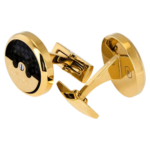 PICASSO AND CO Stainless Steel Cufflinks-Gold/Black PCRTCYG - Image 2