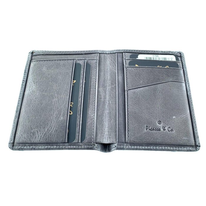 PICASSO AND CO LEATHER VERTICAL CARD HOLDER CRAZY GRAY