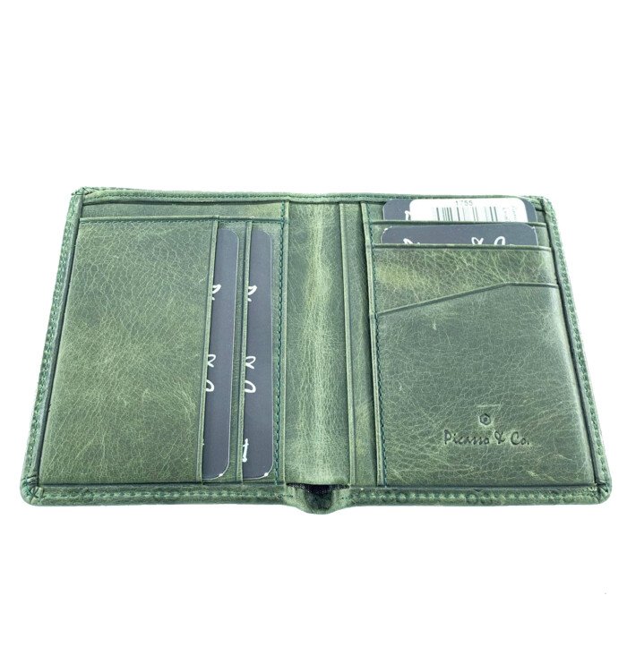PICASSO AND CO LEATHER VERTICAL CARD HOLDER GREEN