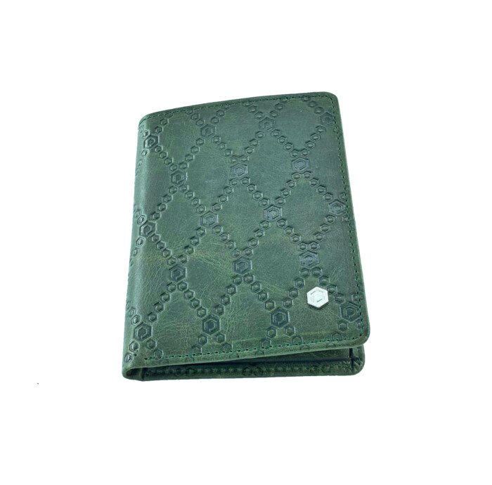 PICASSO AND CO LEATHER VERTICAL CARD HOLDER GREEN