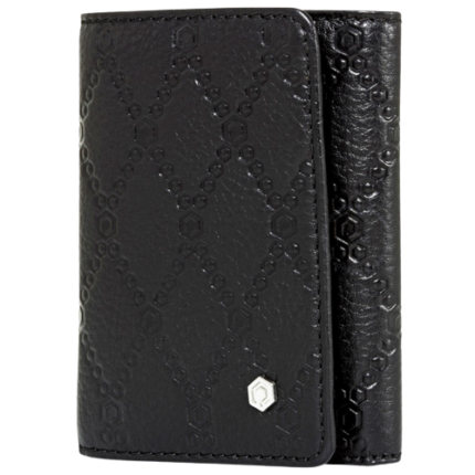 PICASSO AND CO LEATHER DOUBLE FOLD BLACK CARD HOLDER