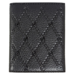 PICASSO AND CO LEATHER DOUBLE FOLD BLACK CARD HOLDER