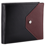 PICASSO AND CO TWO TONE LEATHER WALLET BLACK BURGUNDY