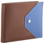PICASSO AND CO TWO TONE LEATHER WALLET TAN BLUE