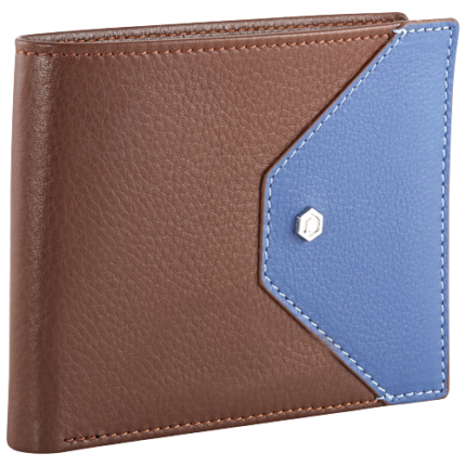 PICASSO AND CO TWO TONE LEATHER WALLET TAN BLUE