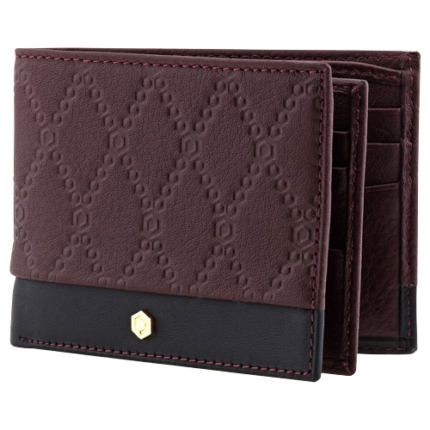 PICASSO AND CO TWO TONE LEATHER WALLET BURGUNDY BLACK
