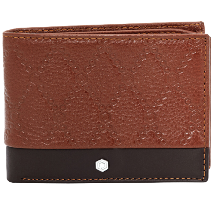 PICASSO AND CO TWO TONE LEATHER WALLET TAN BROWN