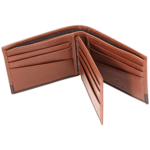 PICASSO AND CO SLIM TWO TONE LEATHER WALLET TAN BROWN - Image 3
