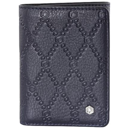 PICASSO AND CO LEATHER DOUBLE FOLD BLUE CARD HOLDER
