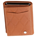 PICASSO AND CO LEATHER CARD HOLDER WITH STAINLESS STEEL SLIDE UP SYSTEM - 752 - Tan