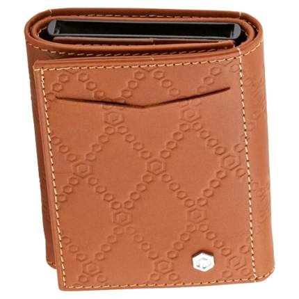 PICASSO AND CO LEATHER CARD HOLDER WITH STAINLESS STEEL SLIDE UP SYSTEM - 752 - Tan